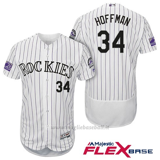 Maglia Baseball Uomo Colorado Rockies Jeff Hoffman 34 Bianco 25th Season Flex Base
